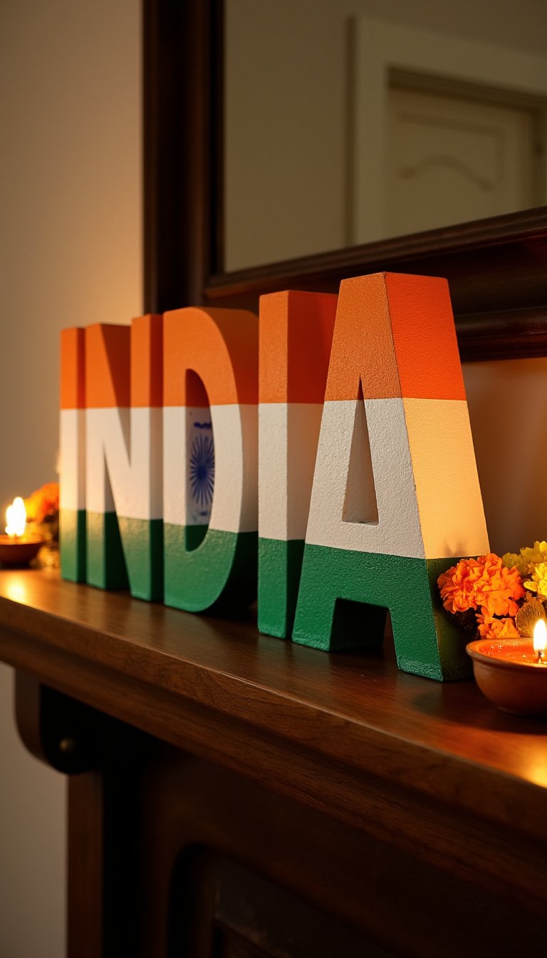 10. "India" Letter Block Decor