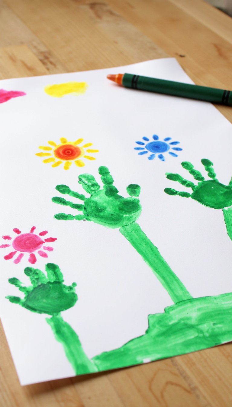 12. Handprint May Flowers Keepsake