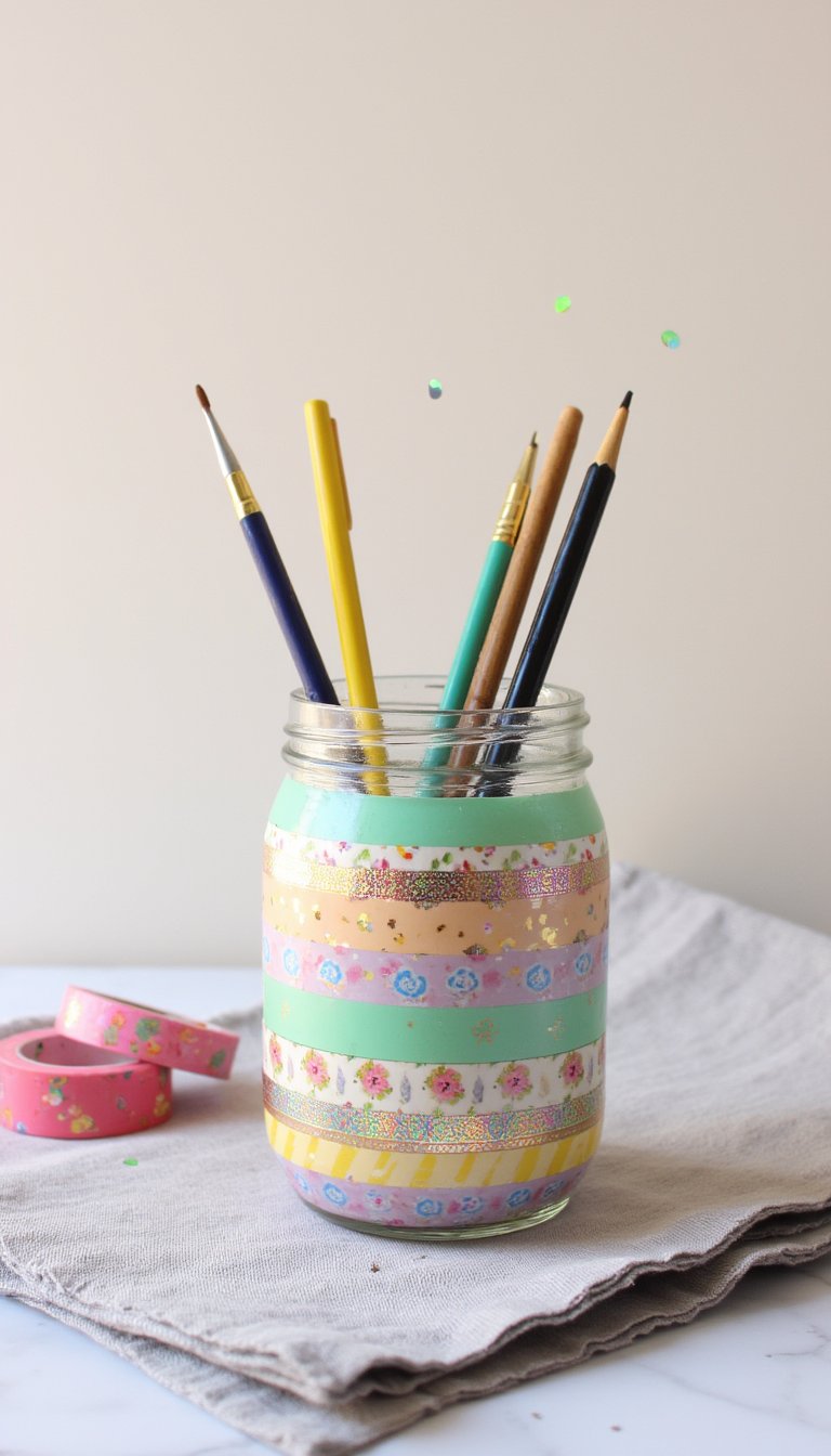 13. Washi Tape Pencil Cup