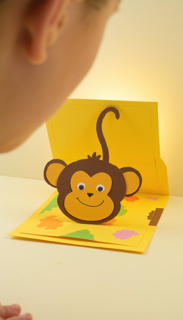 22. 3D Monkey Pop-Up Card
