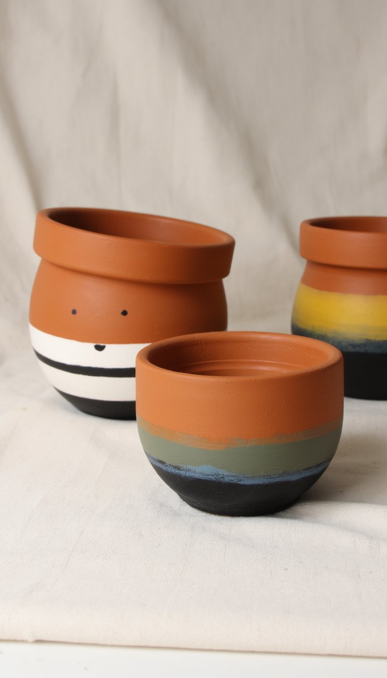 2. Hand-Painted Terracotta Pots