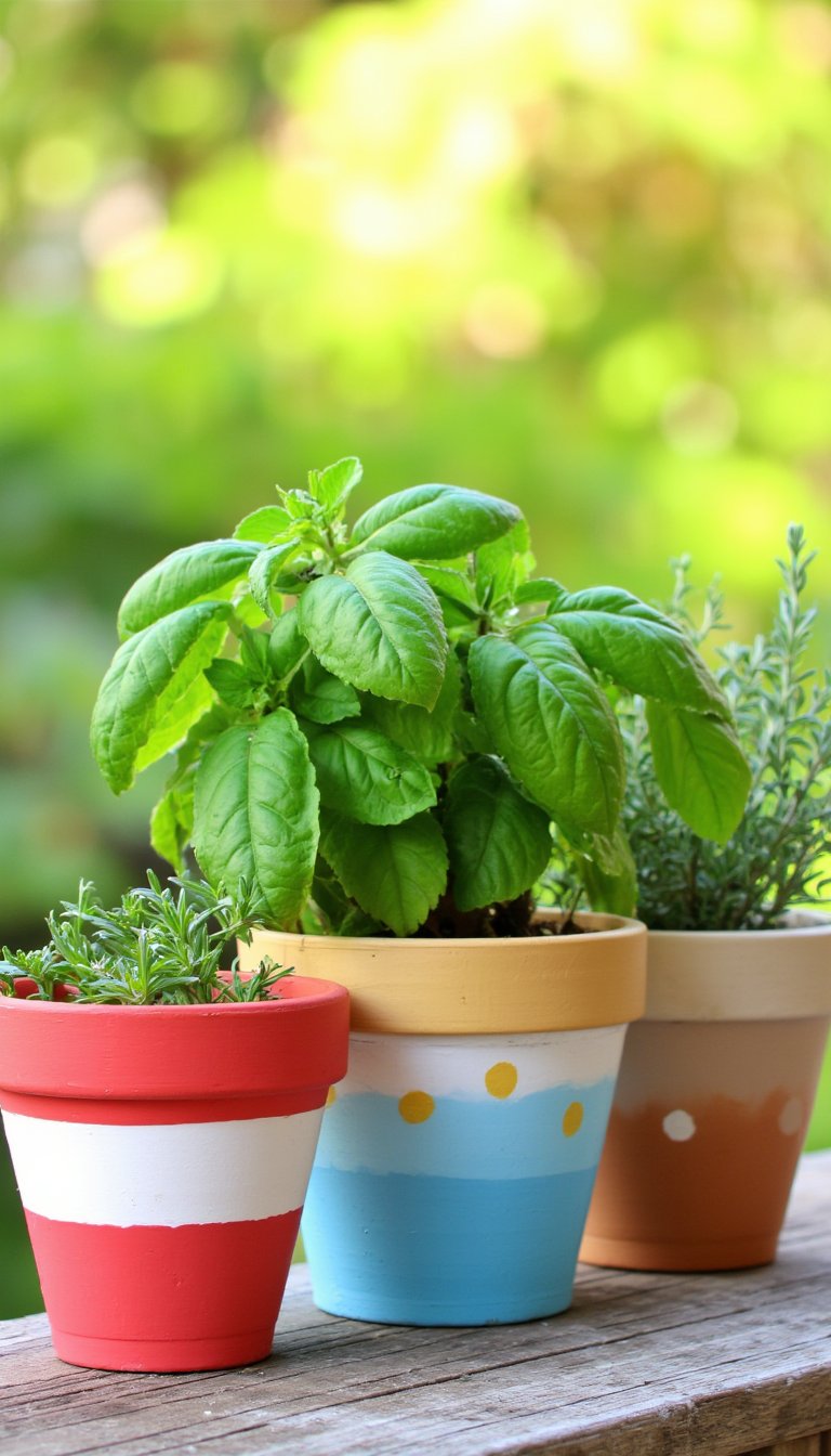 2. Painted Terracotta Pot Herb Garden