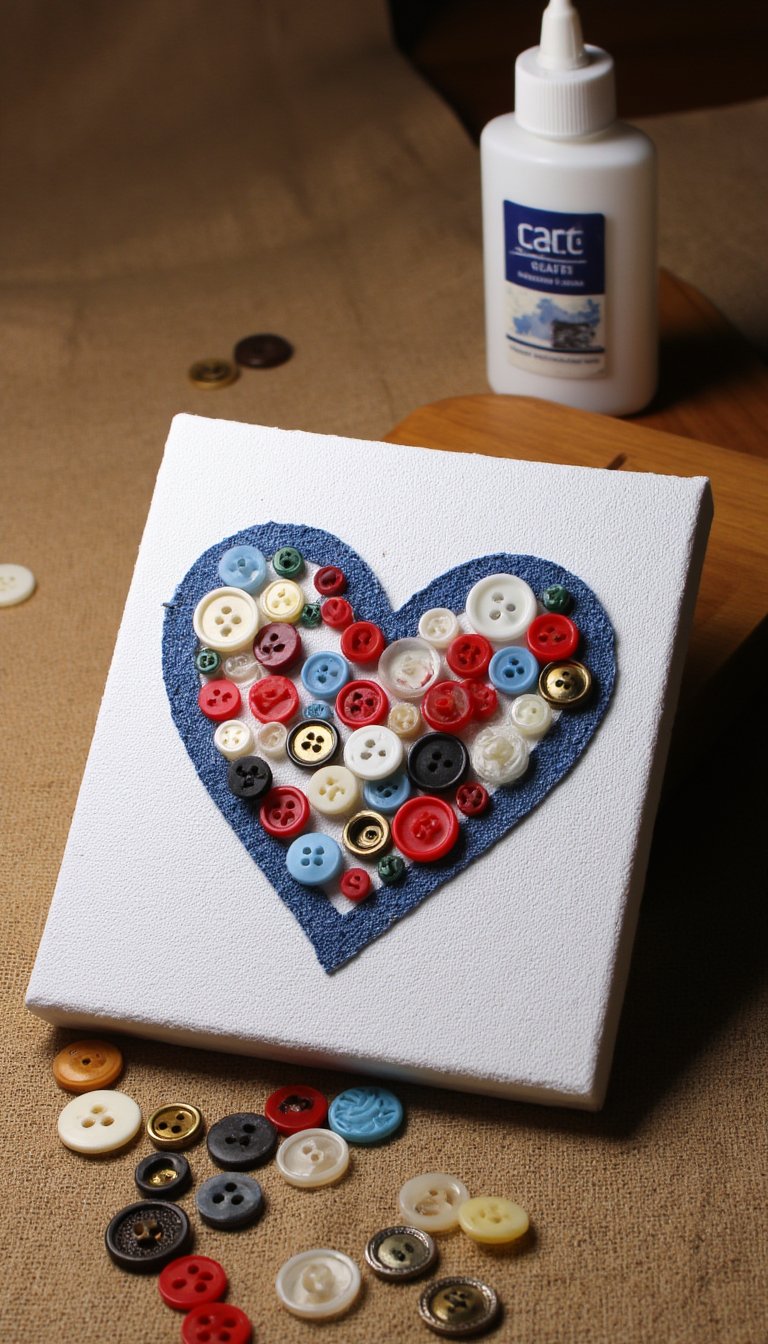 20. Button Art Canvas