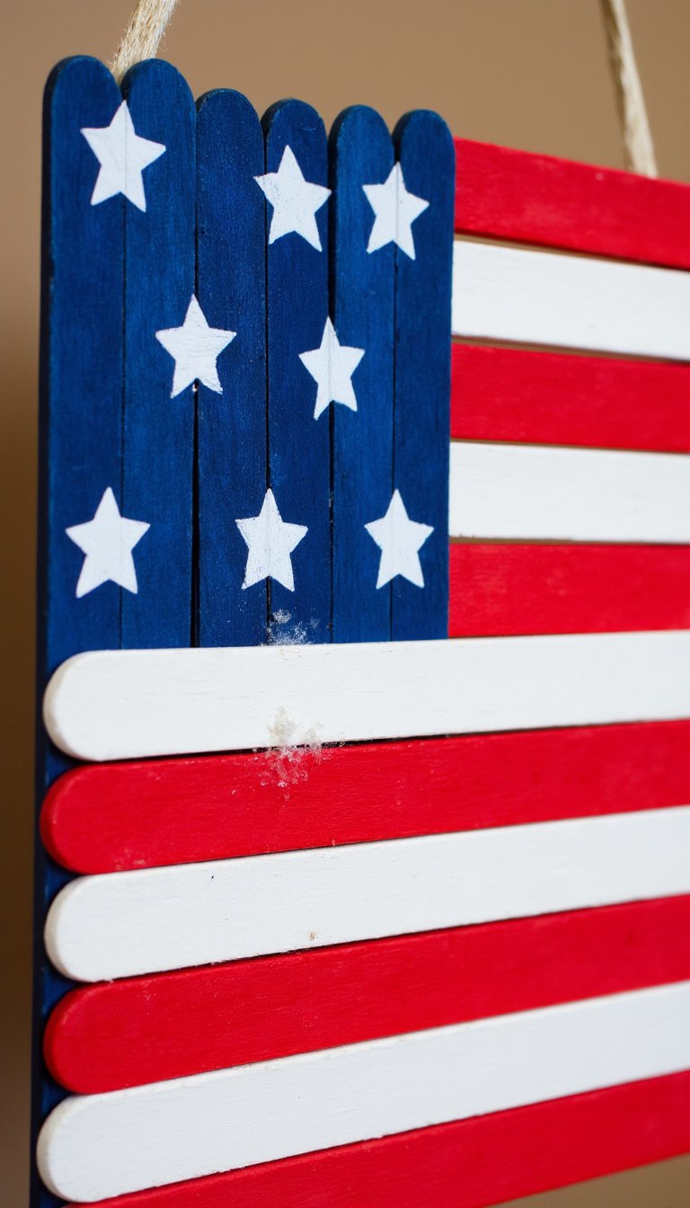 1. Popsicle Stick Flag Wall Hanging