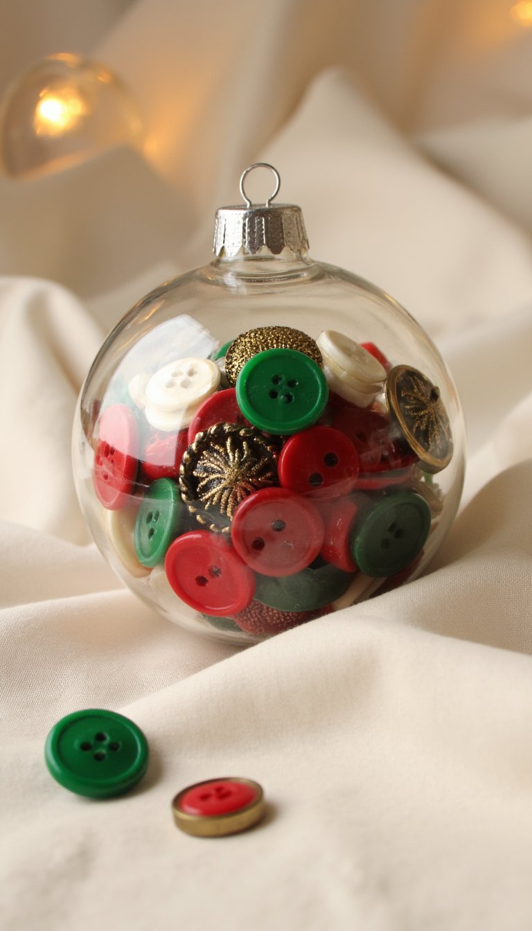 11. Festive Button Christmas Ornaments