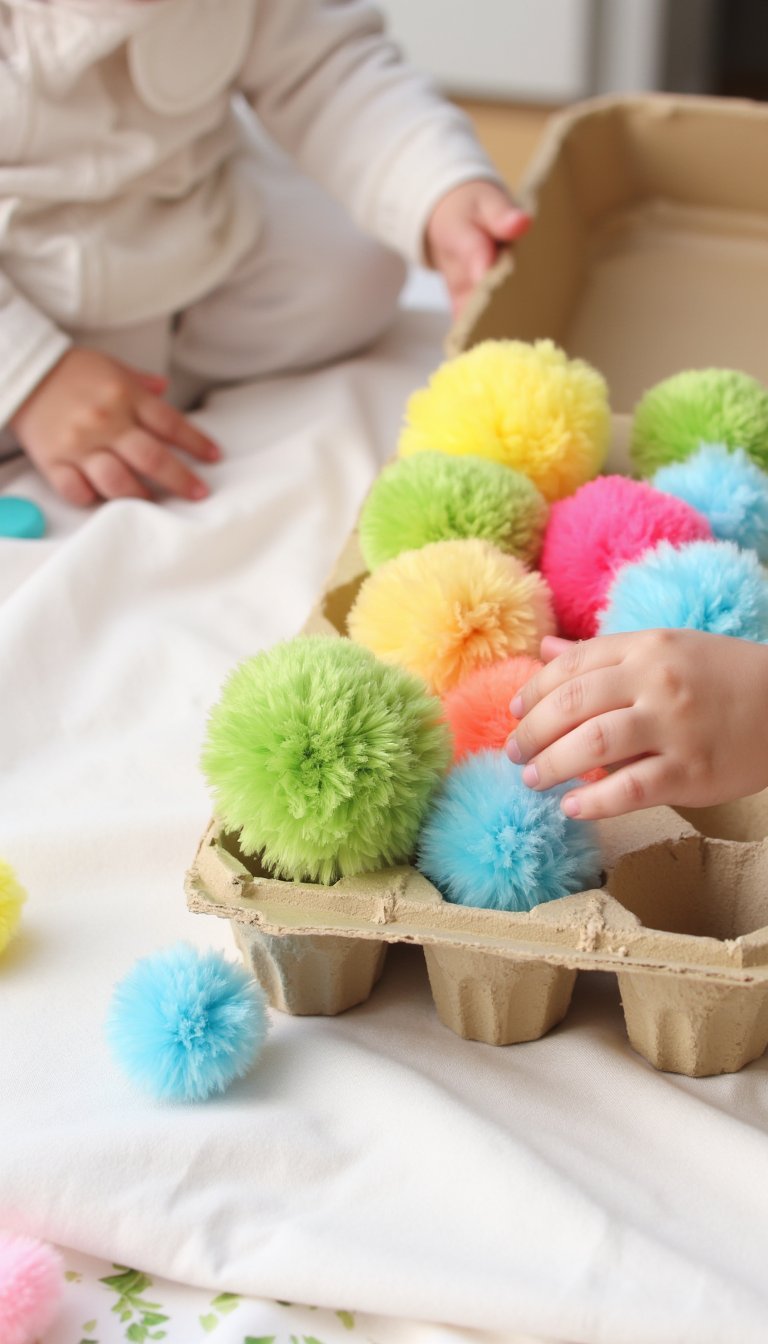 10. Caterpillar Pom-Pom Sorting