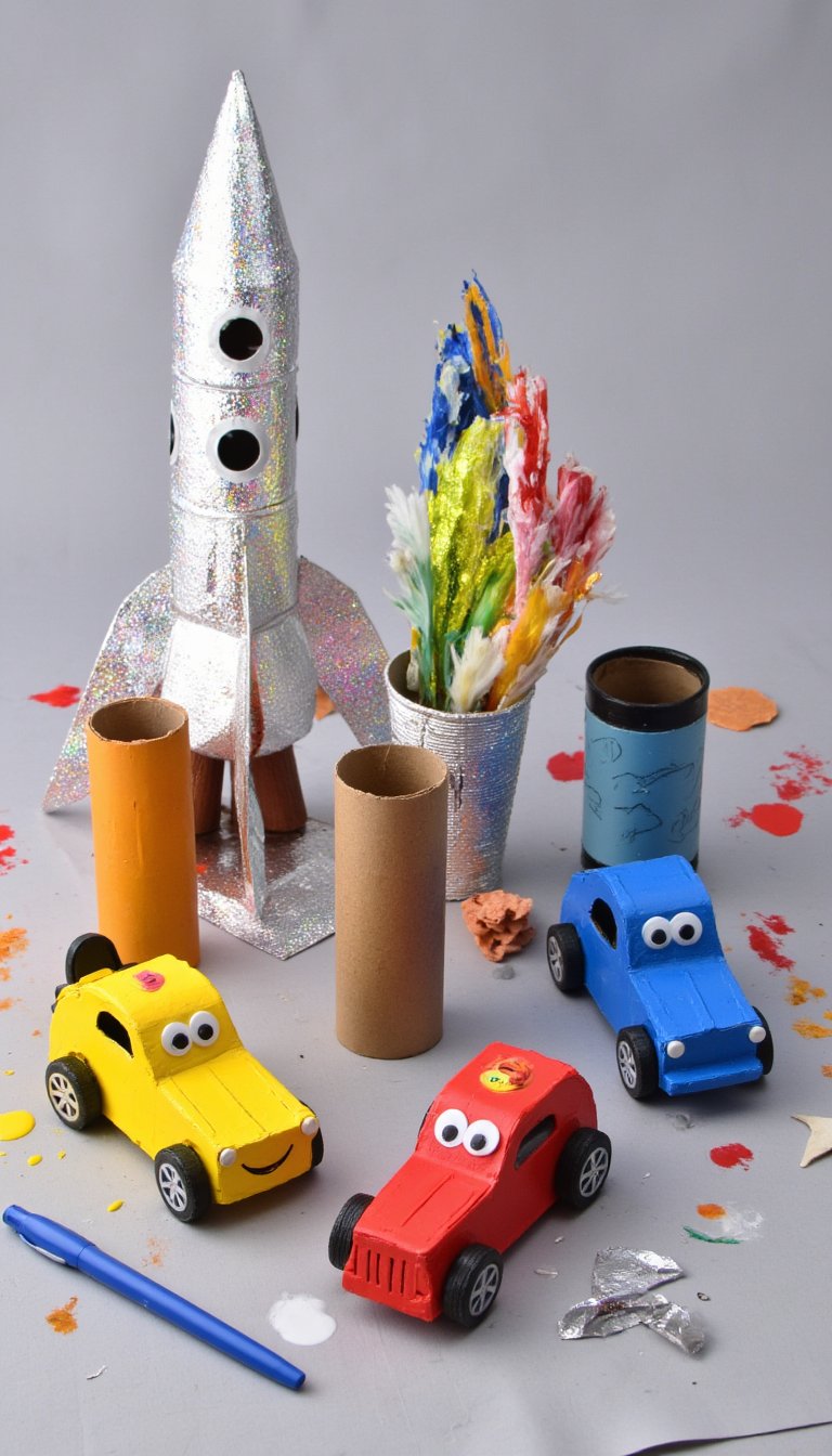 8. Kid-Crafted Toy Cars & Rockets