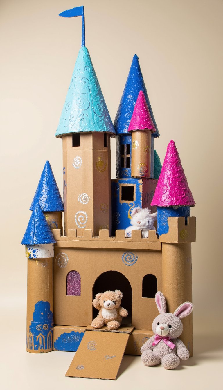 5. A Whimsical Cardboard Castle for Stuffed Animals