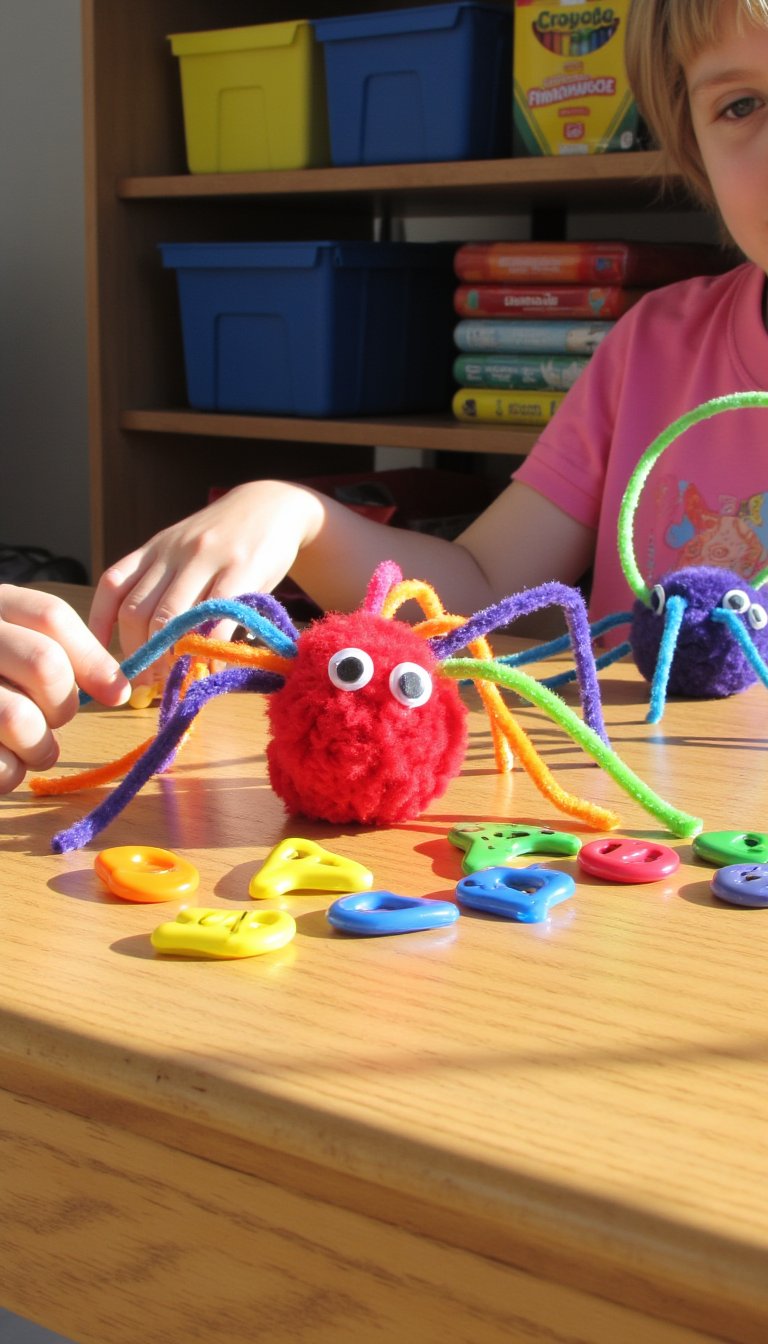 14. Phonetic Pipe Cleaner Spiders