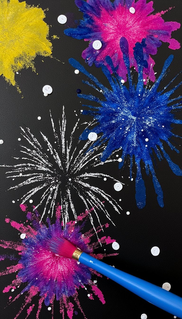 13. Watercolor Resist Fireworks