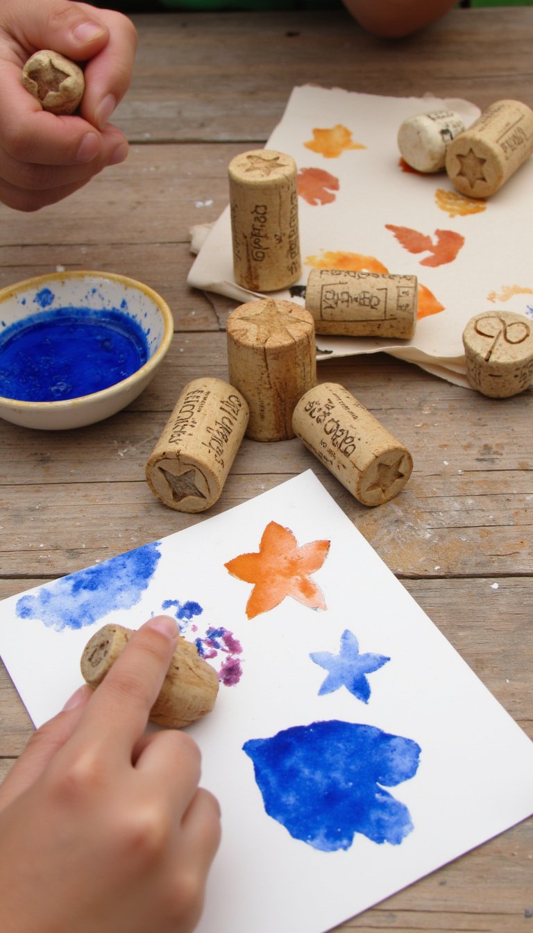 14. Wine Cork Stamp Art