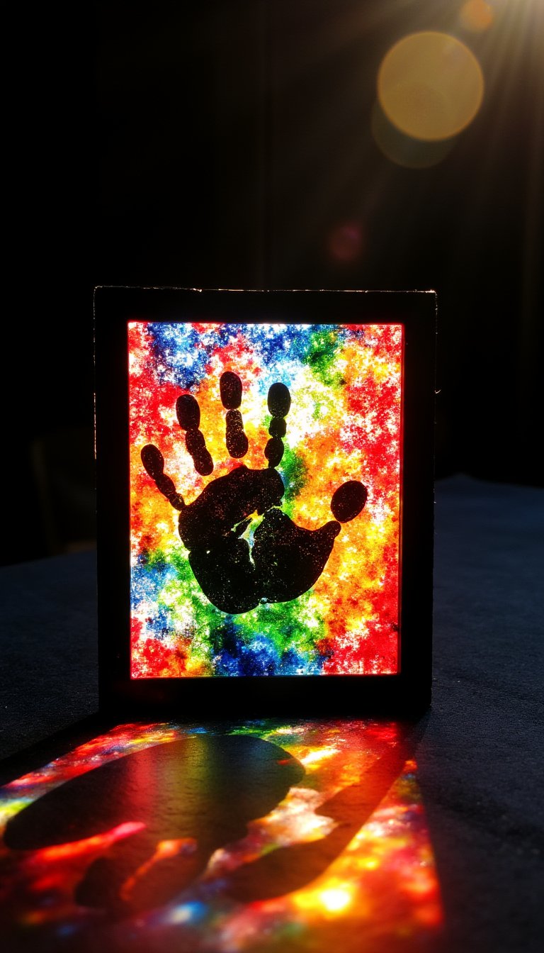 6. Melted Crayon Handprint Sun Catcher