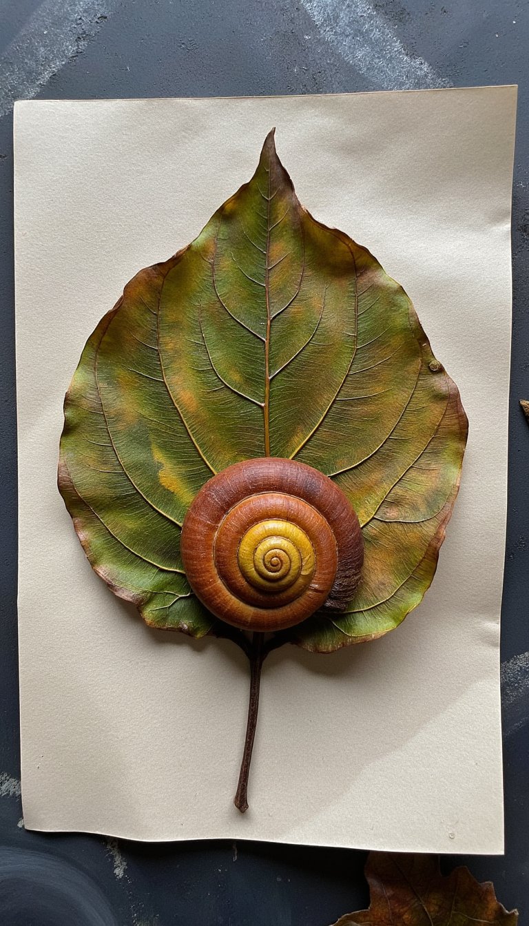 10. Leaf and Snail Art