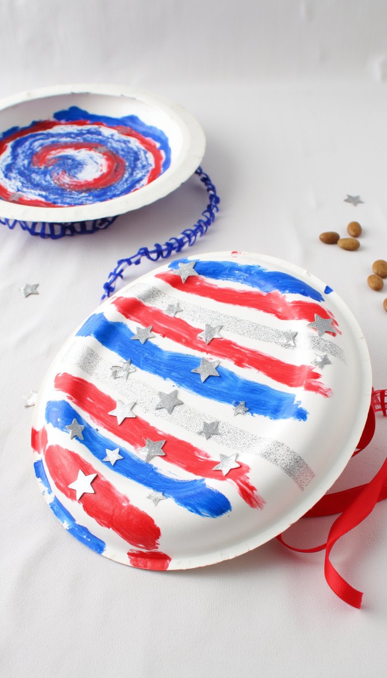 3. Fourth of July Paper Plate Tambourines