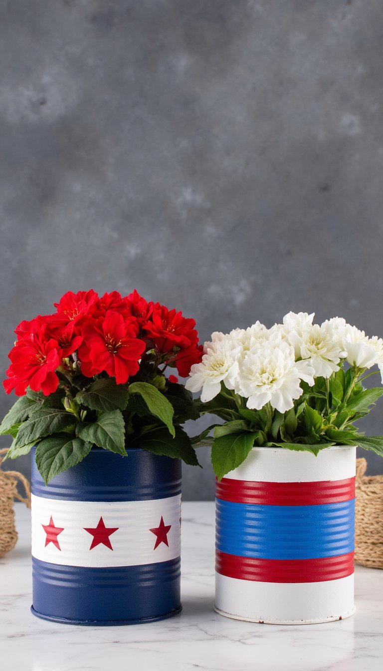 9. Upcycled Tin Can Planters