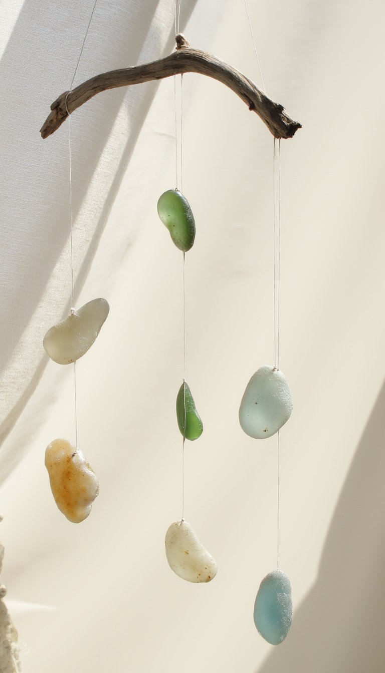 2. Beach Glass & Driftwood Mobile