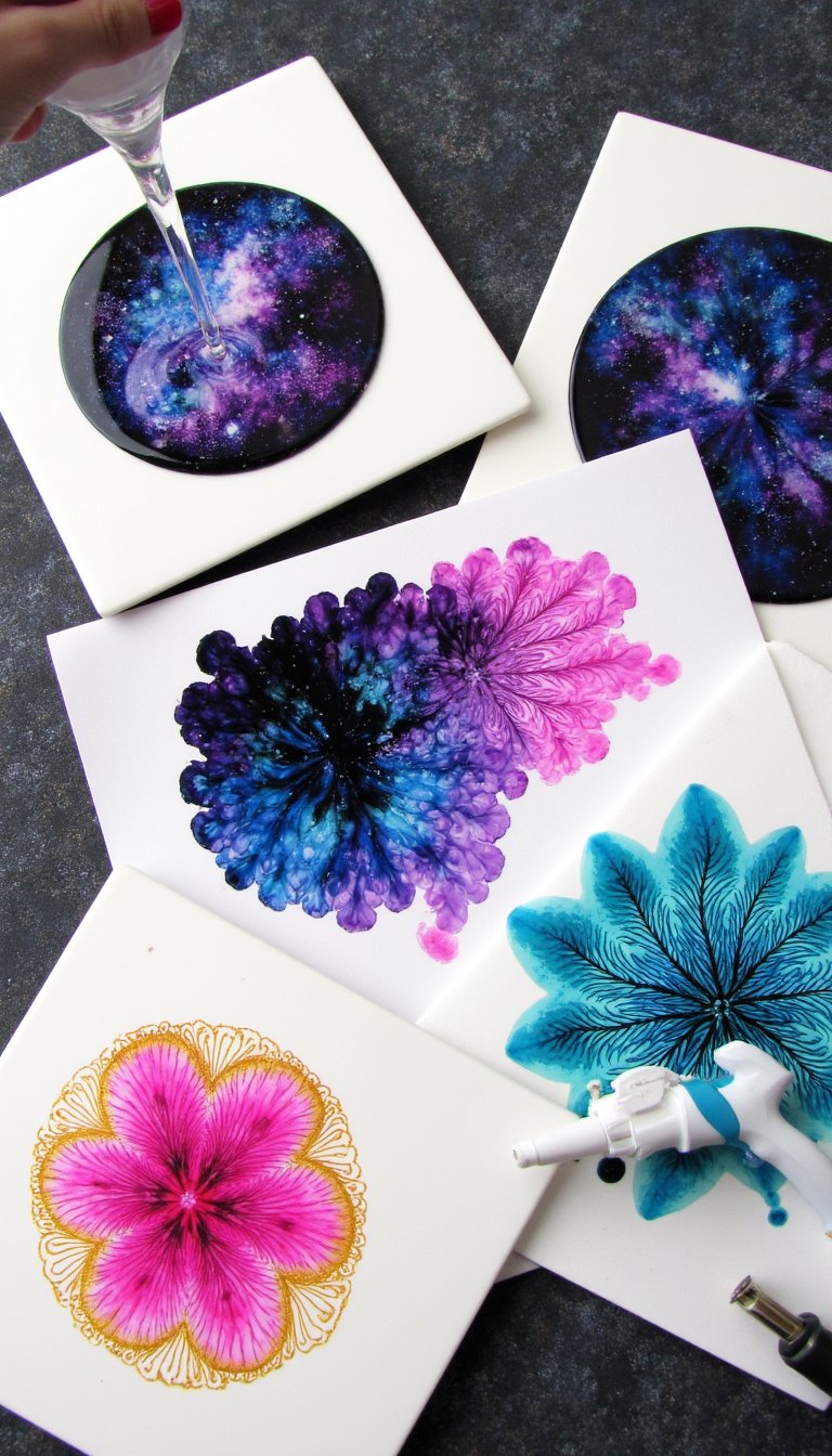 18. Alcohol Ink on Yupo Paper or Tiles