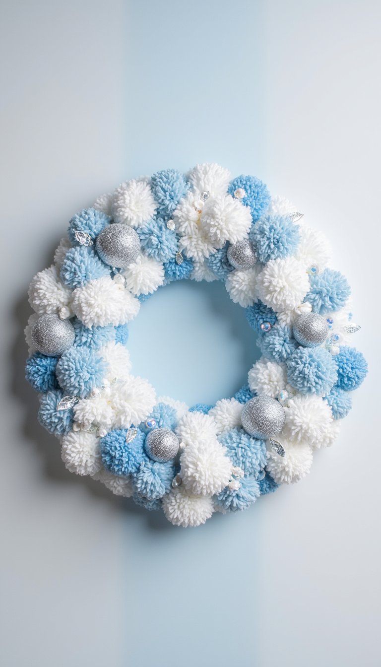 2. "Frozen" Pom-Pom Wreath