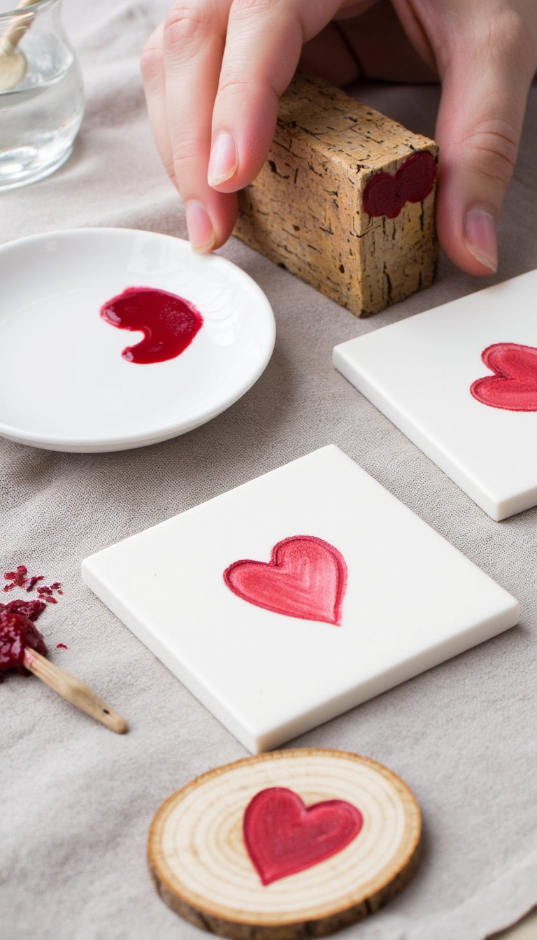 21. Cork Stamp Coasters