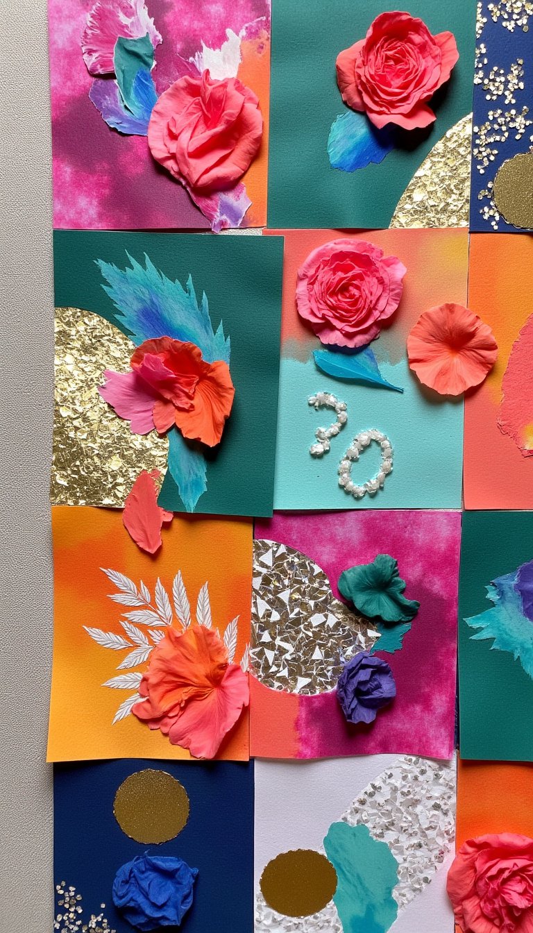 26. A Tissue Paper "Quilt" Wall Hanging