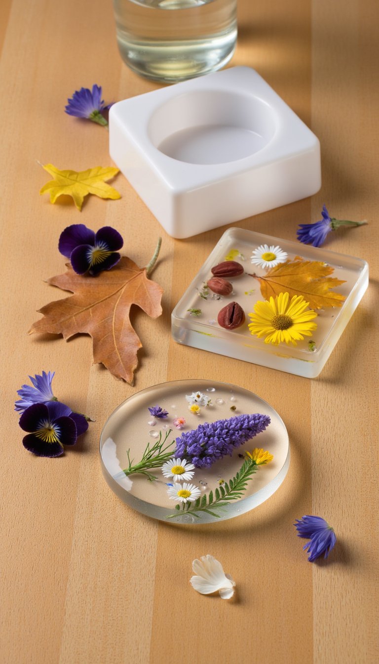 3. Pressed Flower & Resin Coasters