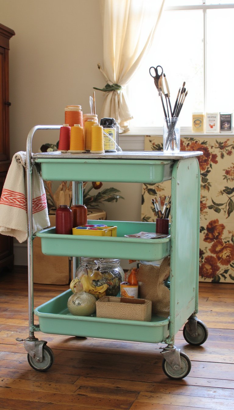 6. Retro Kitchen Cart for Mobility
