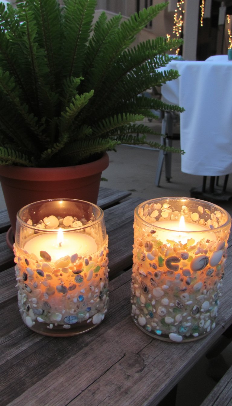 3. Seashell-Encrusted Candle Holders