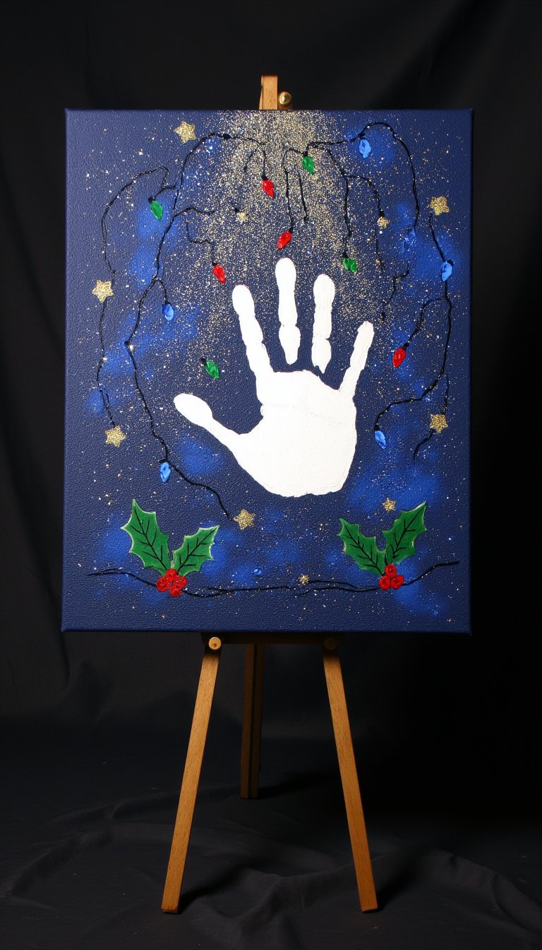 2. Glittering Handprint Canvas Art