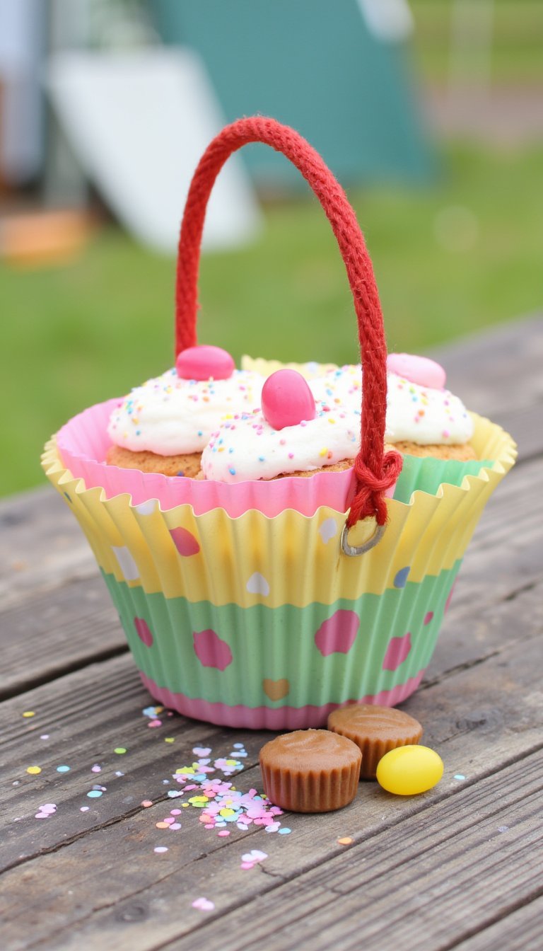 11. Whimsical Cupcake Liner Basket