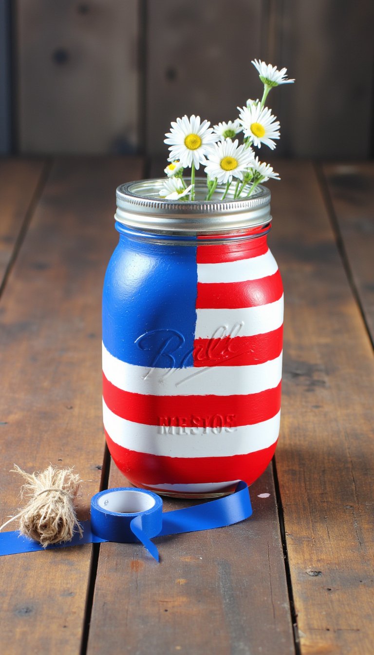 10. American Flag Mason Jars