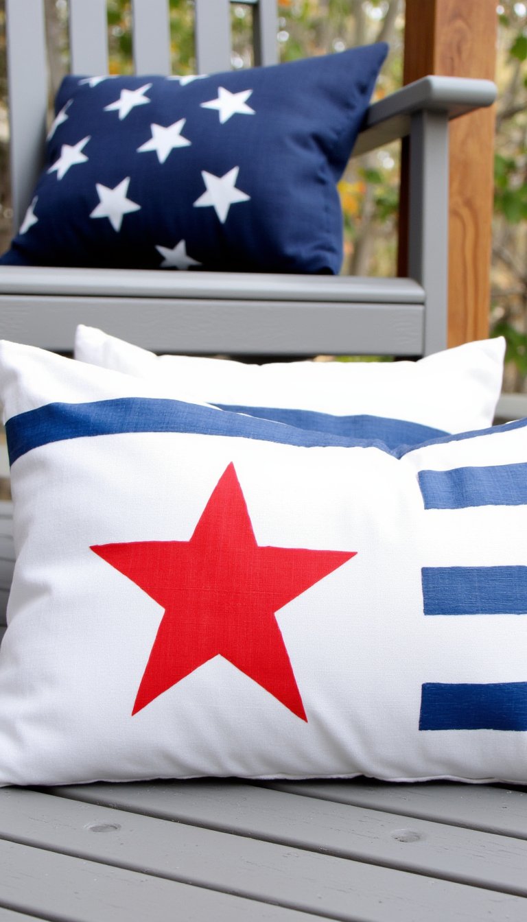 7. Patriotic Porch Pillows (No Sew!)