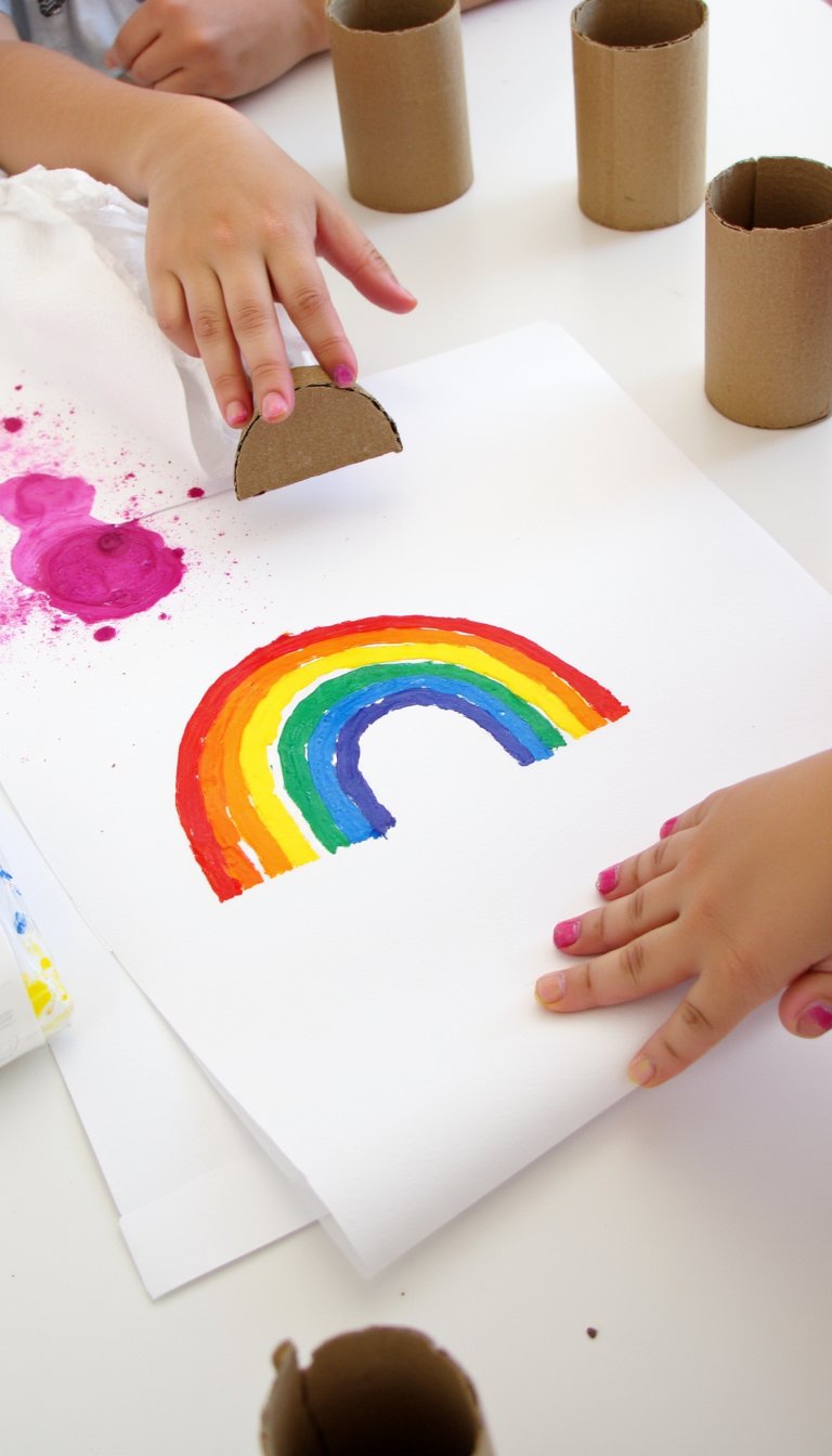 8. Cardboard Tube Rainbow Stampers