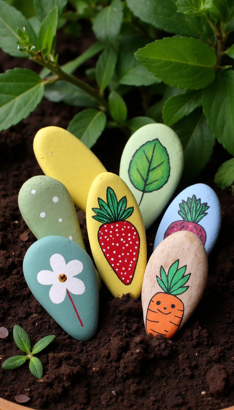 27. Painted Whimsical Garden Markers