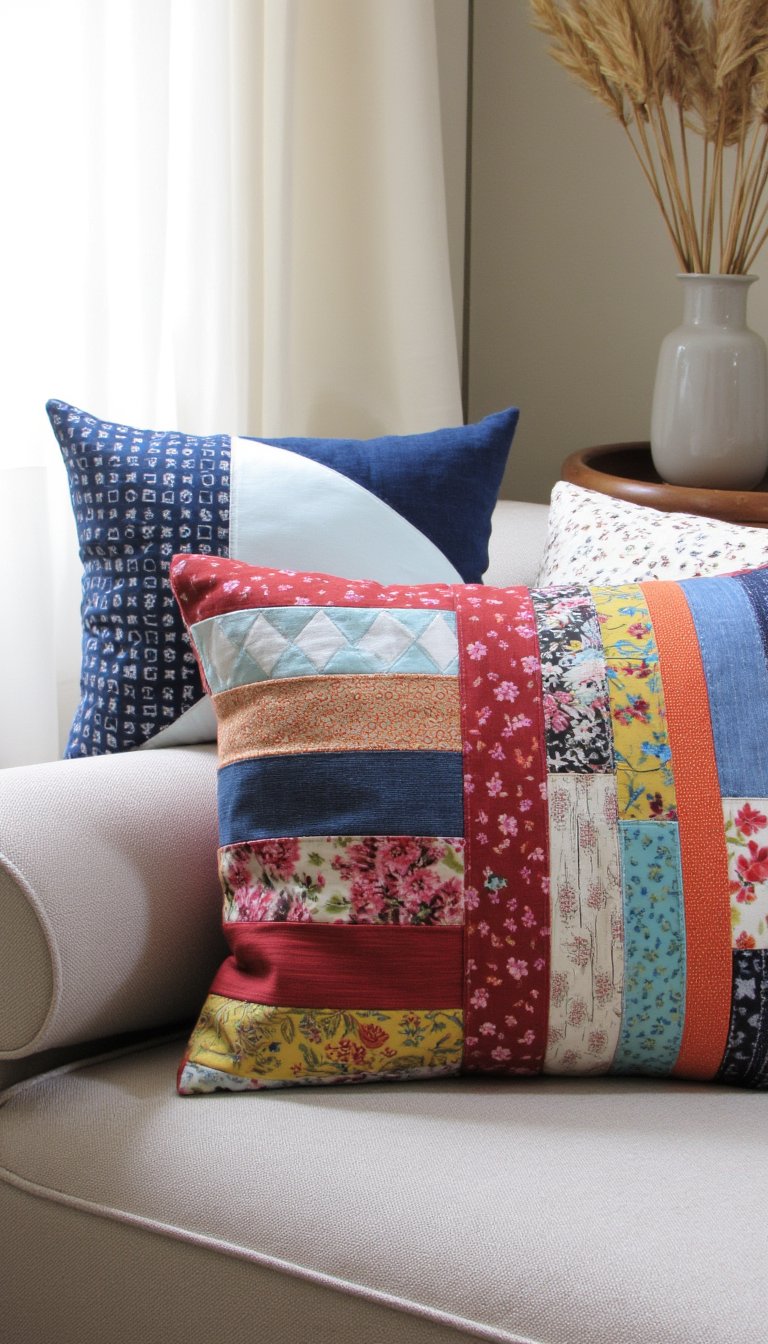 5. Patchwork Throw Pillows