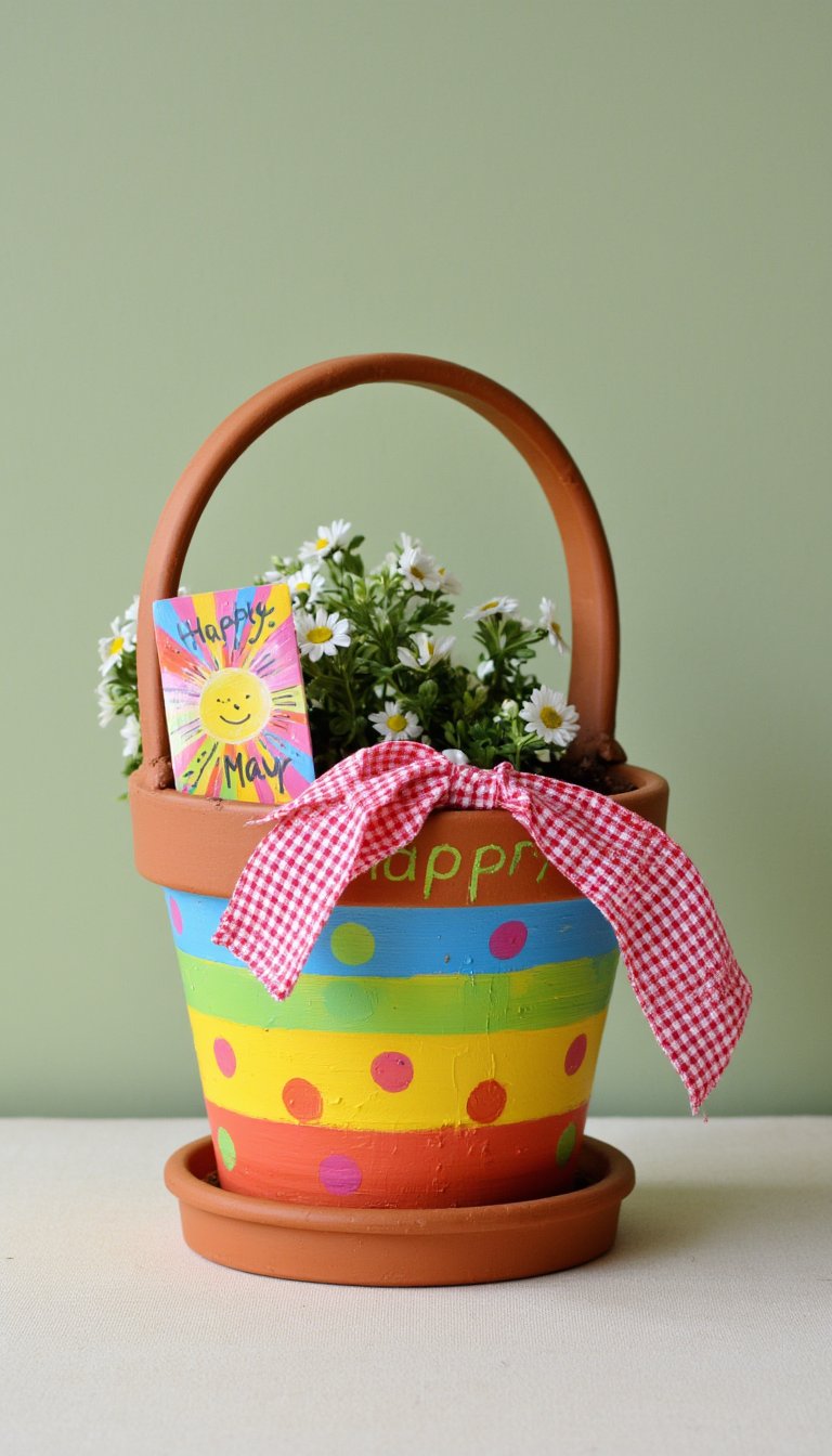 3. Painted Terracotta Pot Basket