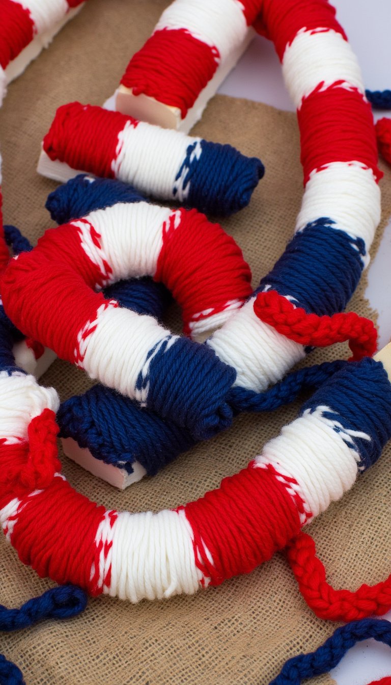 14. Patriotic Yarn-Wrapped Letters