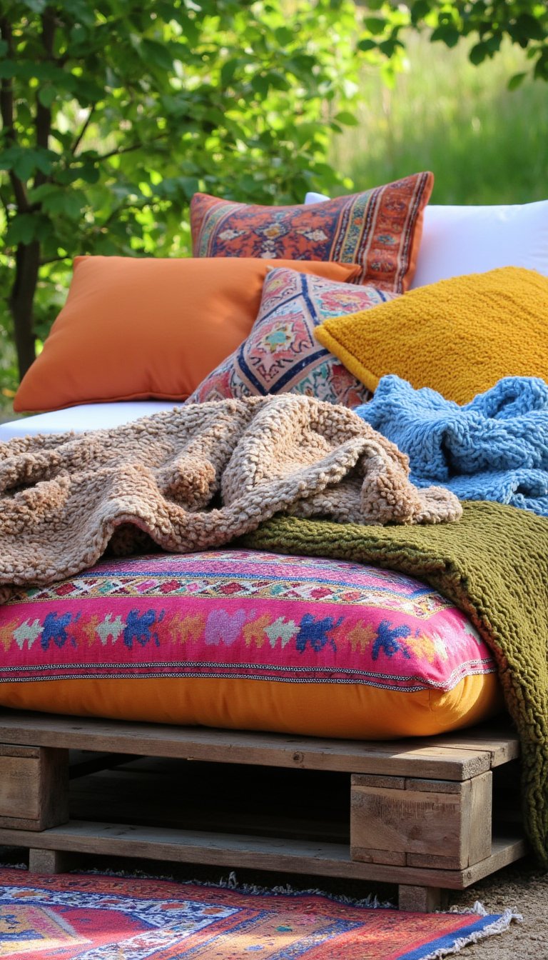 3. Upcycle Pallets into a Bohemian Outdoor Daybed