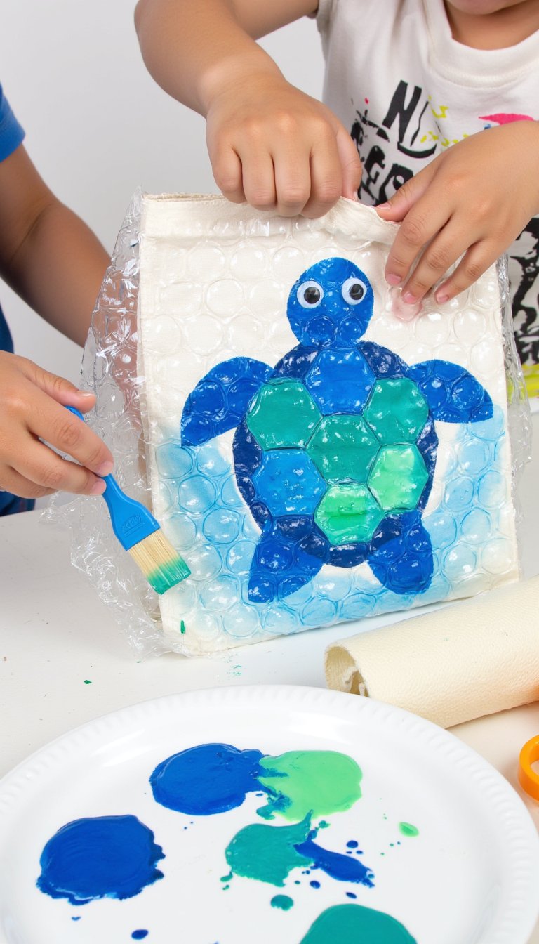 4. Bubble Wrap Printing Sea Creatures