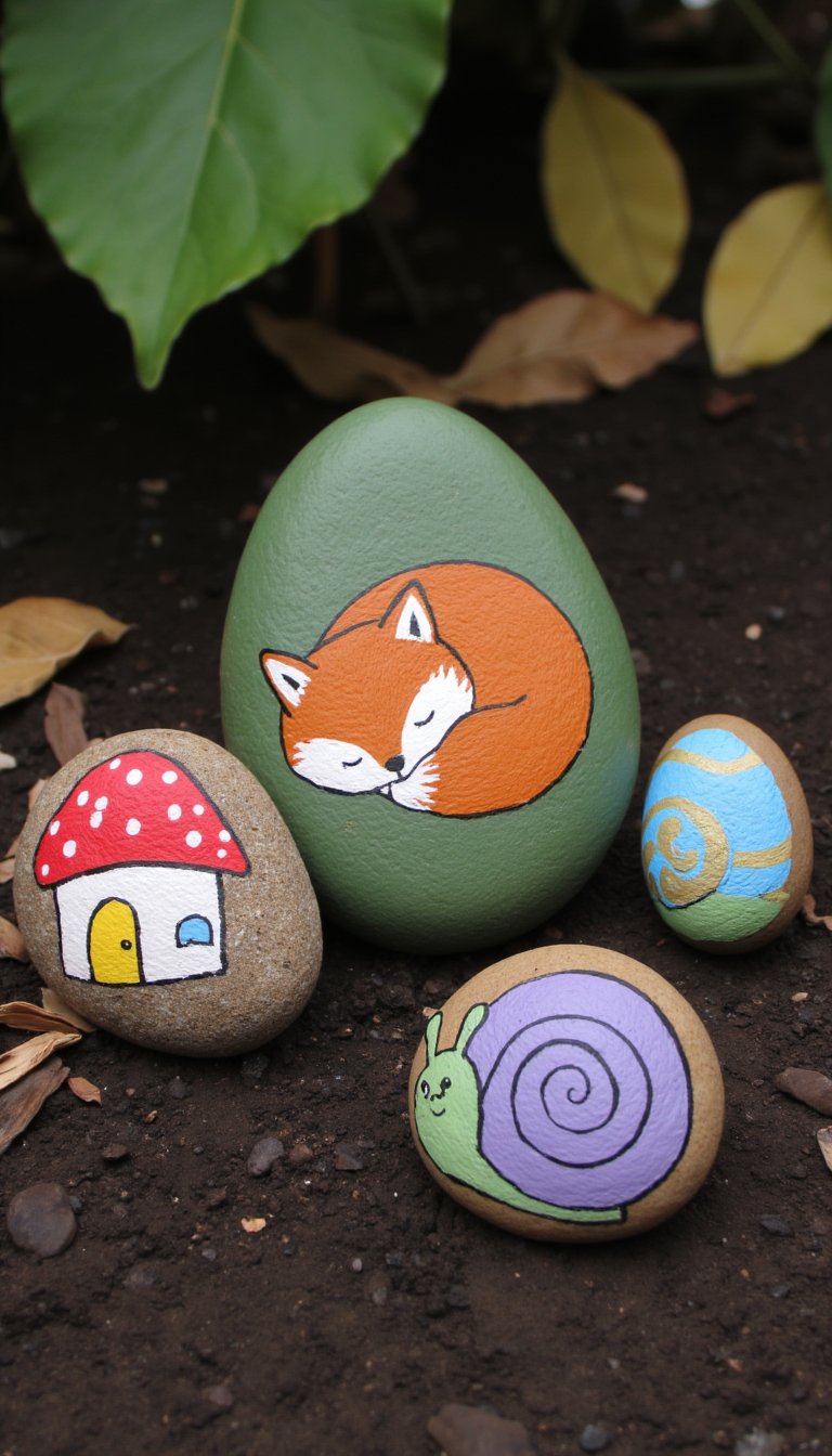 6. Painted 'Storybook' River Rocks