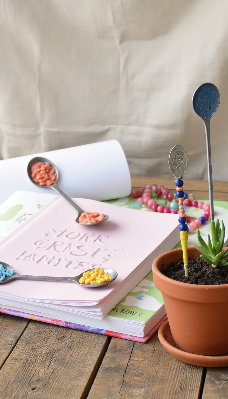 8. Beaded Spoon Garden Markers