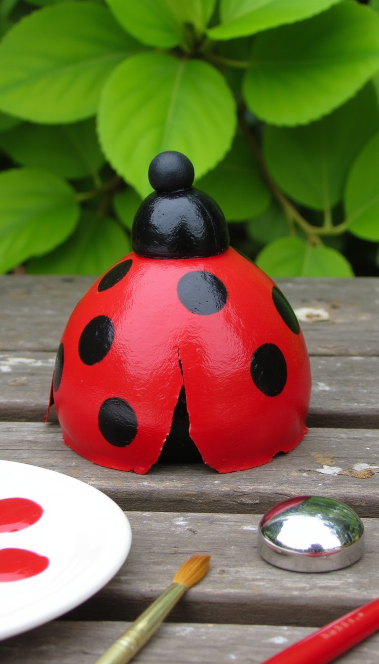24. Shiny Recycled CD Ladybug