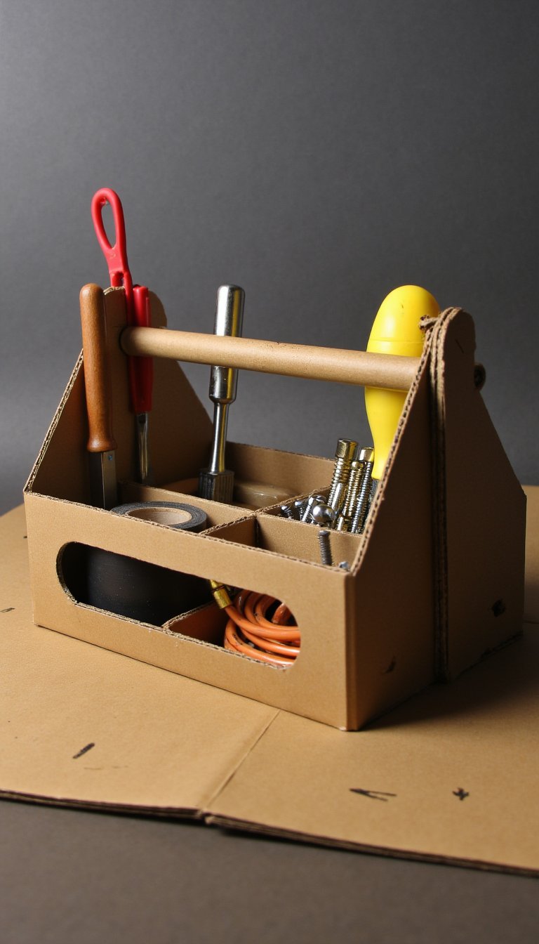 19. A Practical Cardboard Tool Organizer