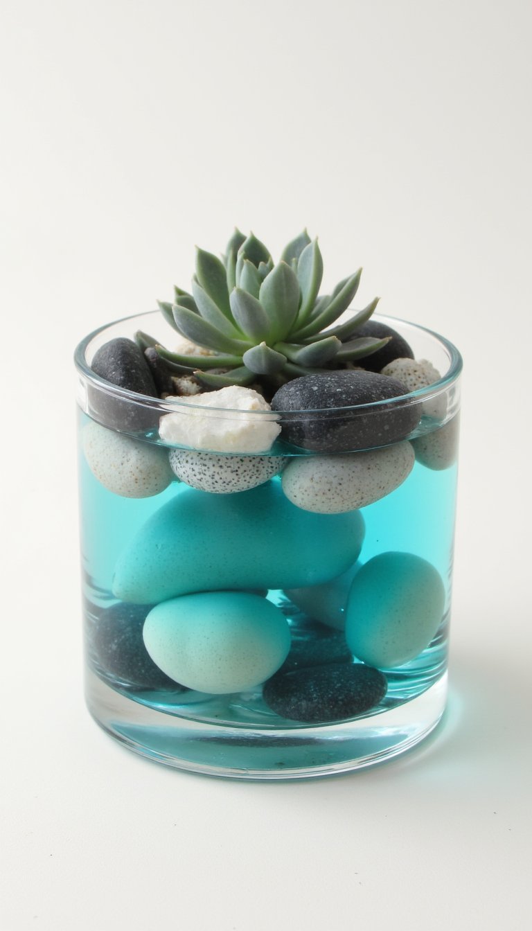 26. Resin “Water” in a Succulent Planter
