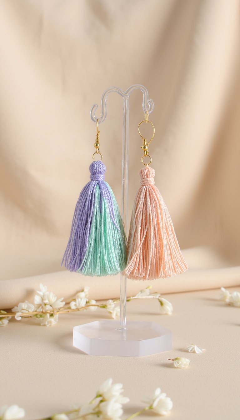 7. Tassel Earrings in Iridescent Thread