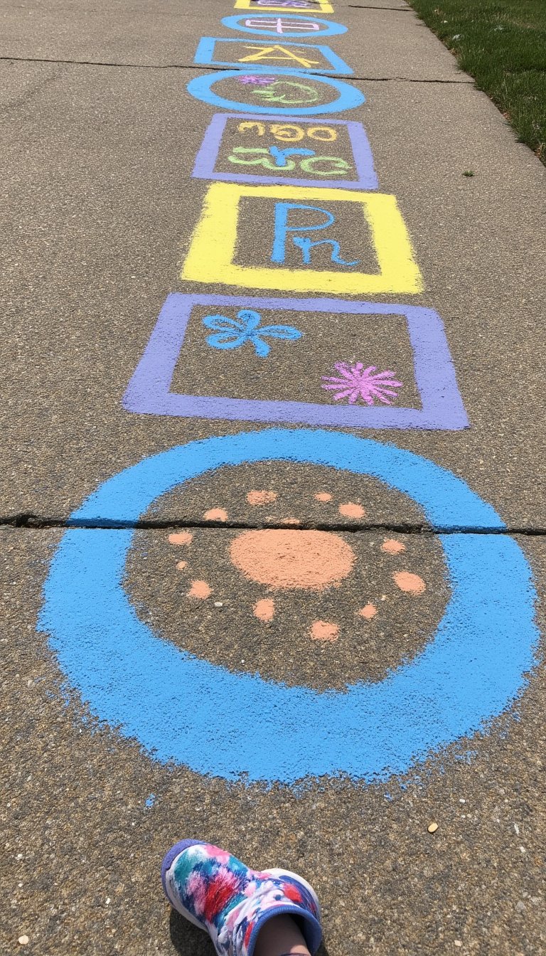 4. “Chalk-ulate” a Math & Spelling Obstacle Course