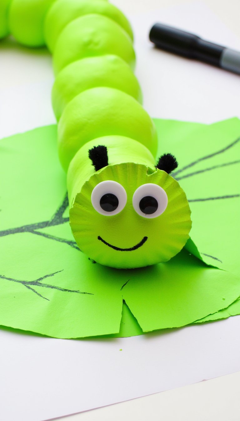 4. Leaf-Munching Paper Plate Caterpillar