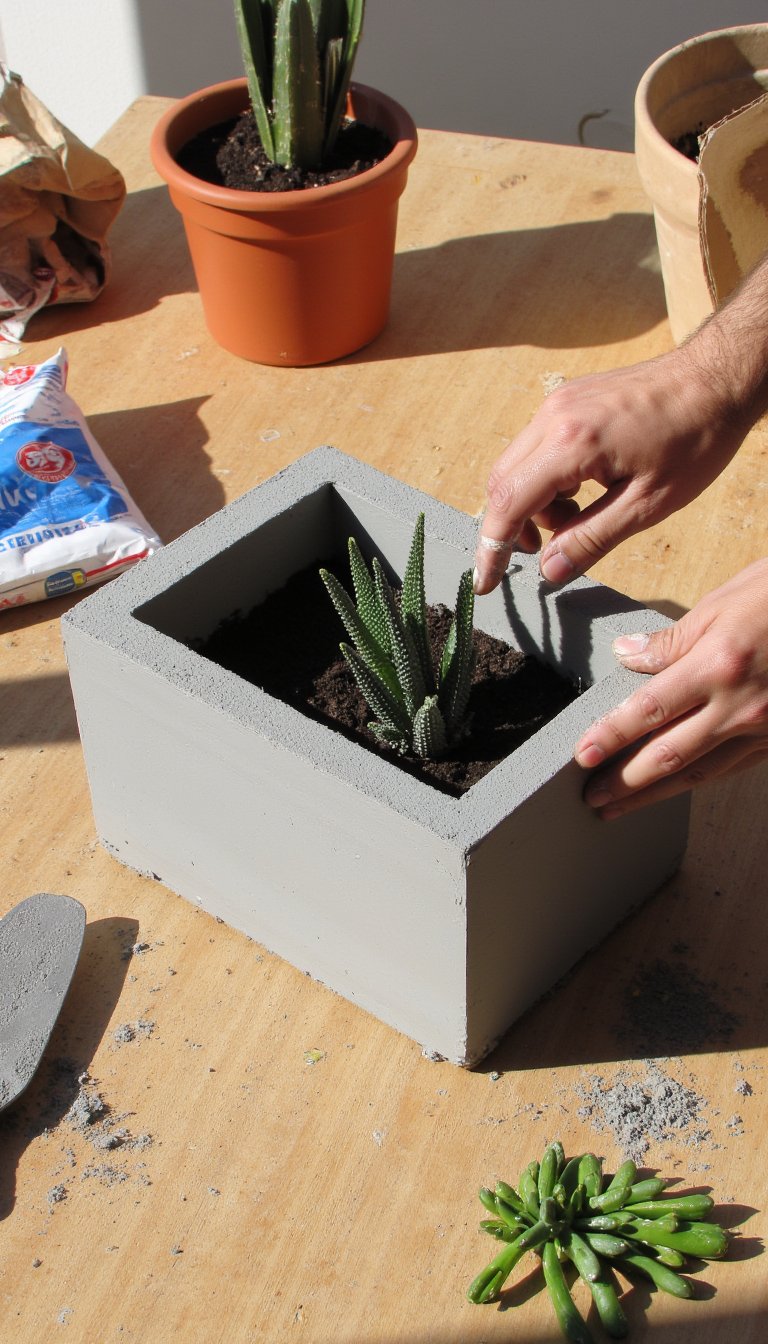 18. Build a Concrete Planter for Your Front Step