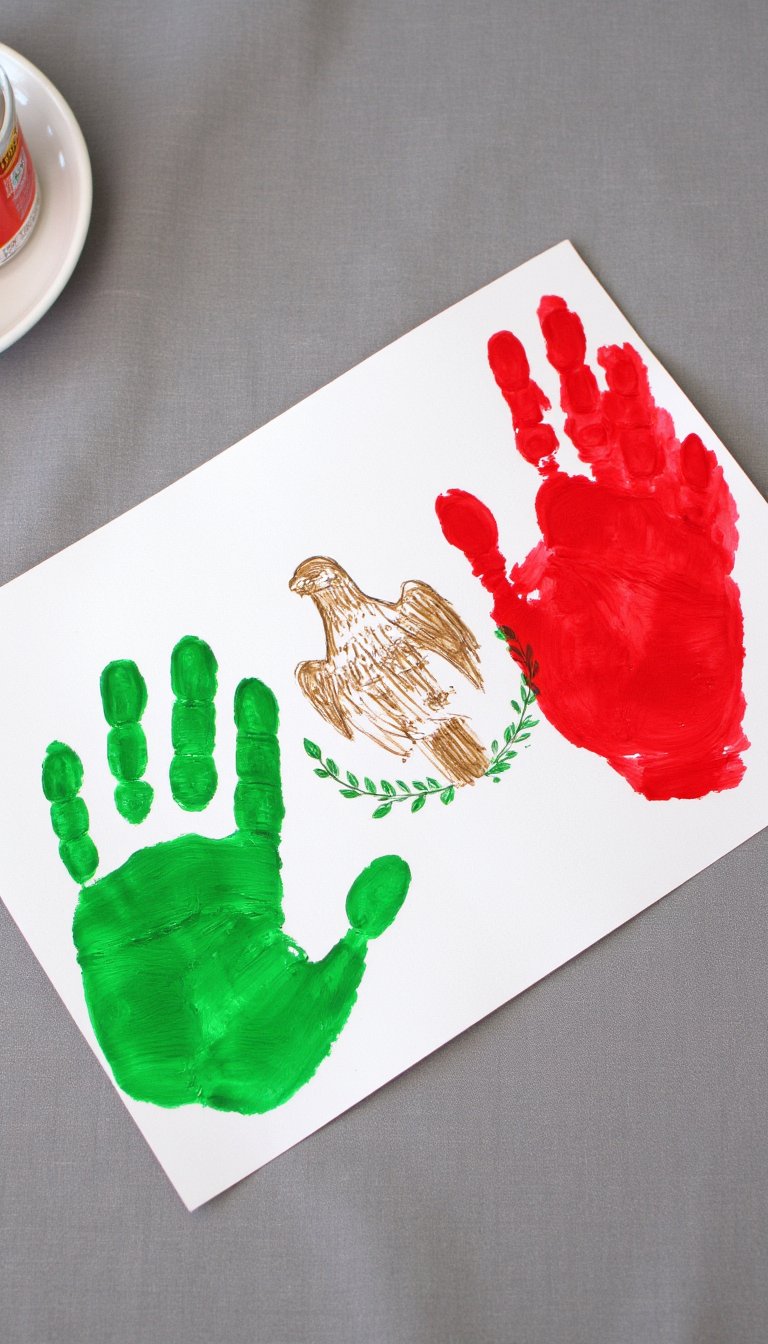 4. Proud Handprint Mexican Flags