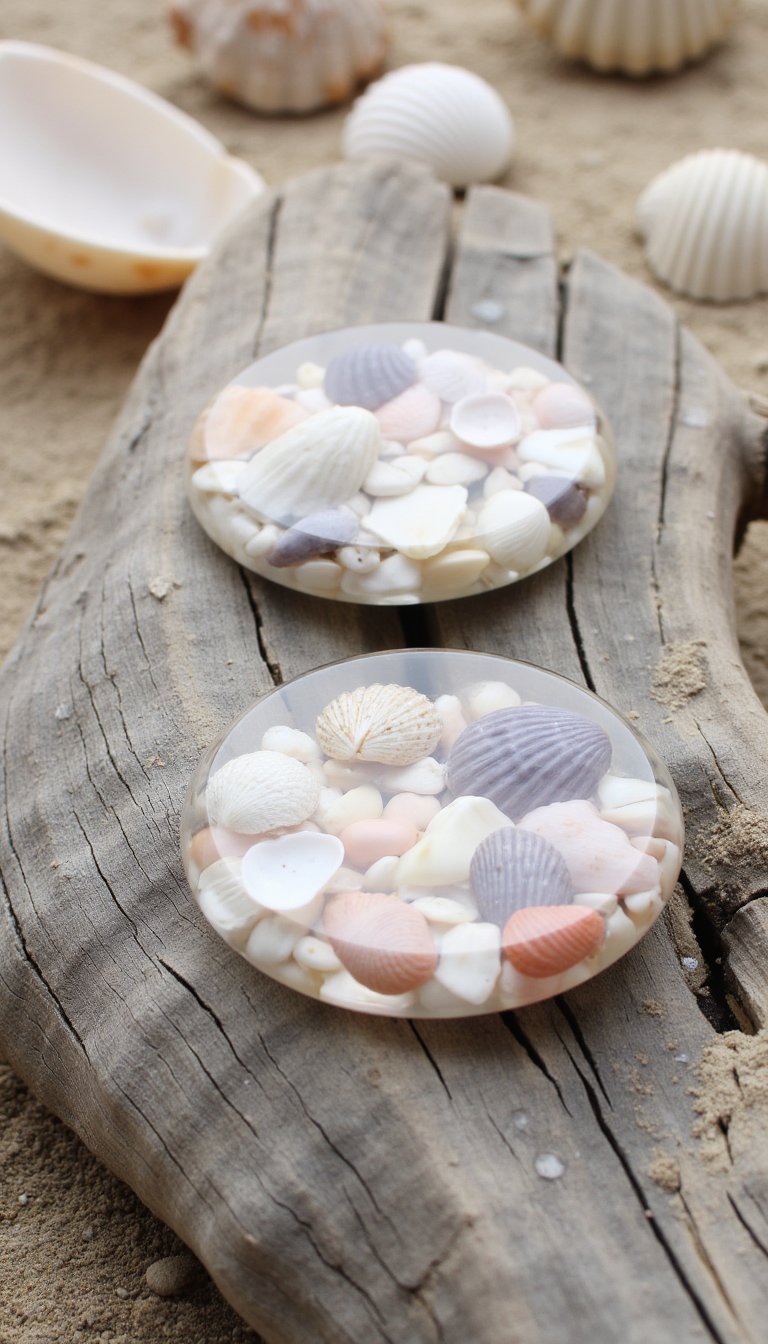 8. Resin Seashell Coasters