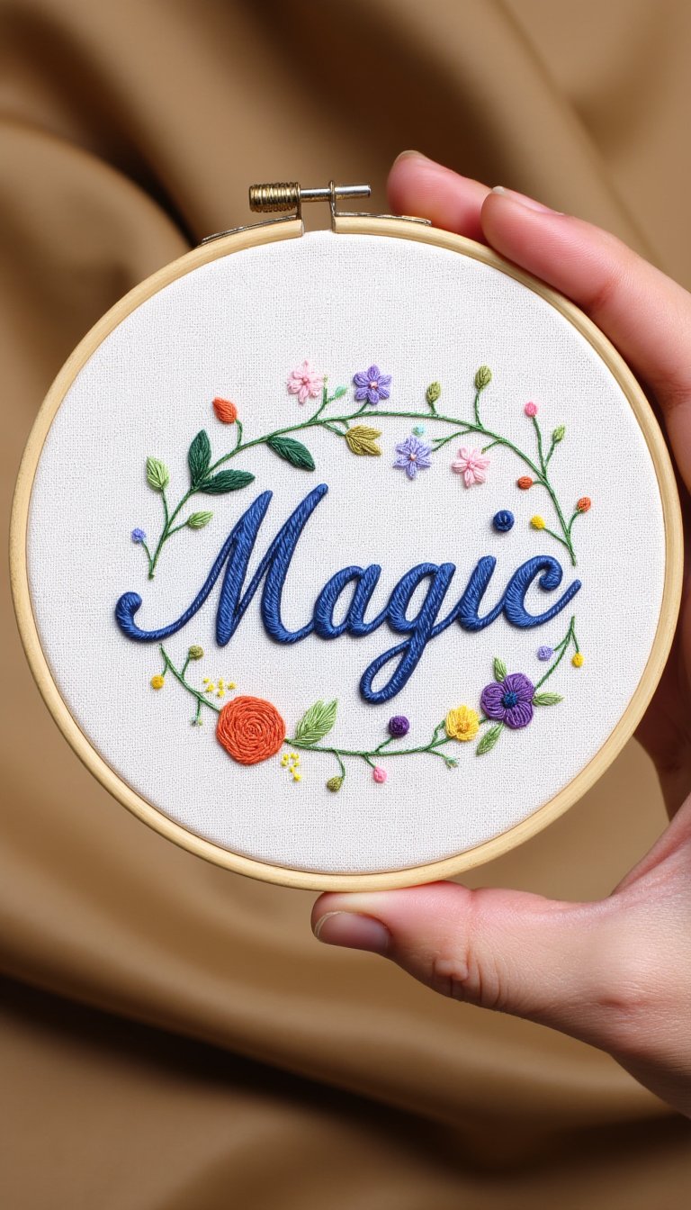 11. Embroidered Hoop Art with Whimsical Quotes